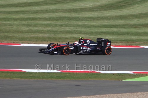 Jenson Button in Free Practice 1 for the 2015 British Grand Prix at Silverstone