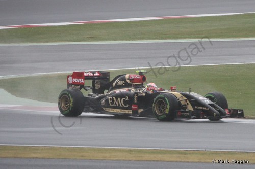 Pastor Maldonado in his Lotus during Free Practice 3 at the 2014 British Grand Prix