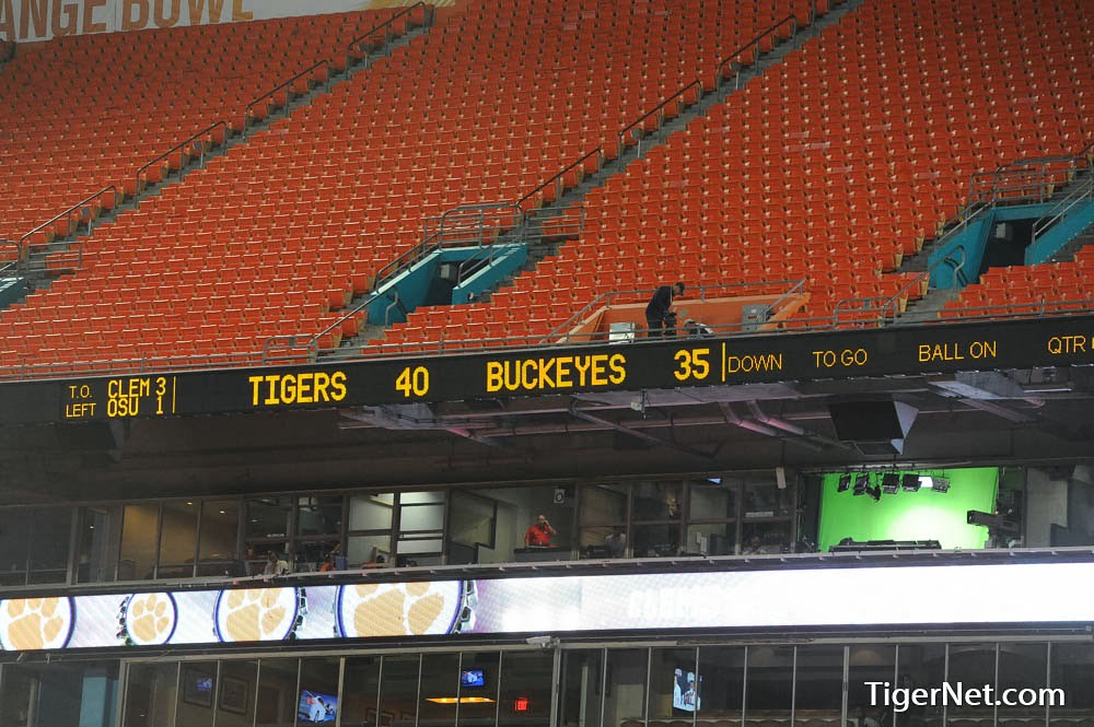 Clemson Football Photo of Bowl Game and ohiostate and scoreboard