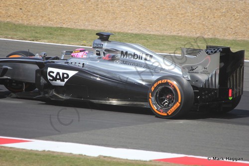 Jenson Button during Free Practice 1 at the 2014 British Grand Prix