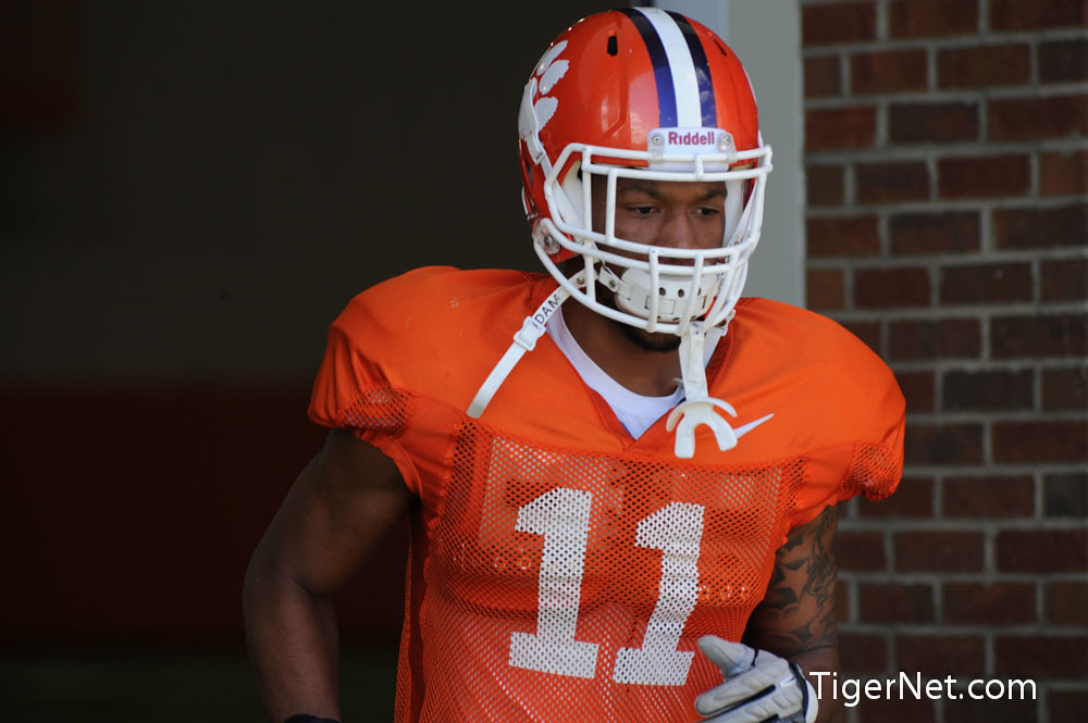 Clemson Football Photo of practice and Travis Blanks
