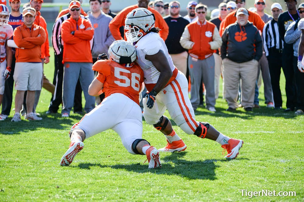 Clemson Football Photo of practice and Scott Pagano and Tyrone Crowder