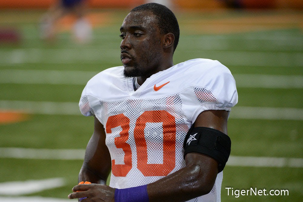 Clemson Football Photo of practice and Taylor Watson
