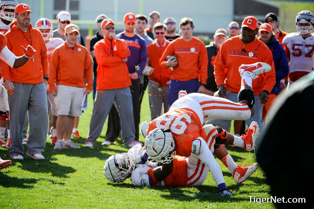 Clemson Football Photo of practice and Kevin Dodd and Shaq Anthony