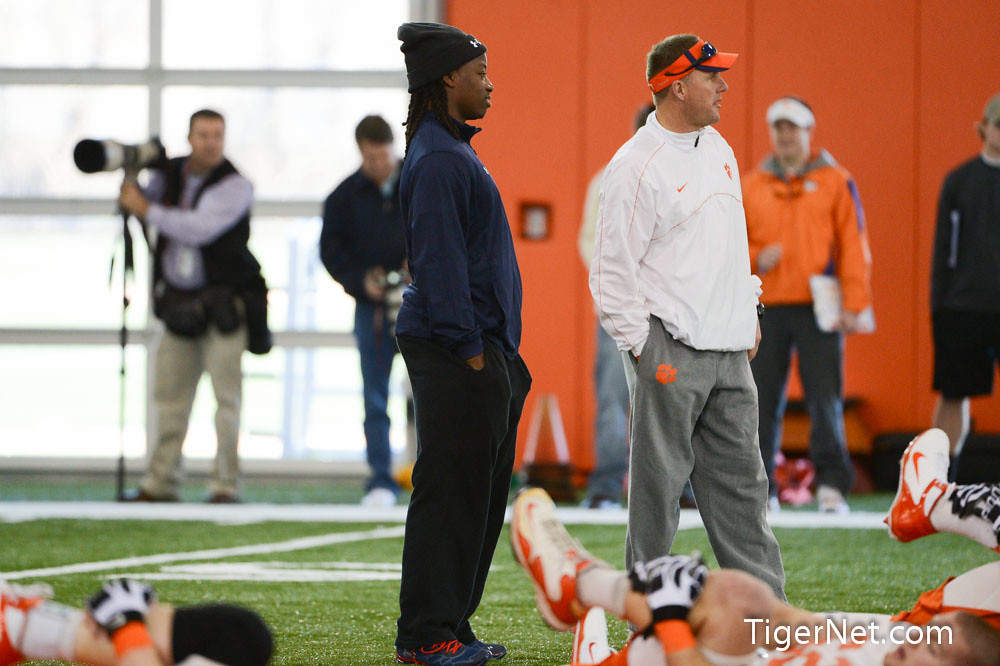 Clemson Football Photo of Andre Ellington and Chad Morris and practice