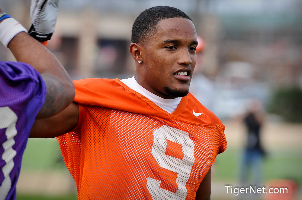 Clemson Football Photo of practice and Xavier Brewer