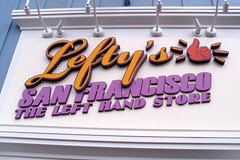 Lefty's San Francisco Left Hand Store sign • <a style="font-size:0.8em;" href="http://www.flickr.com/photos/34843984@N07/15522484876/" target="_blank">View on Flickr</a>