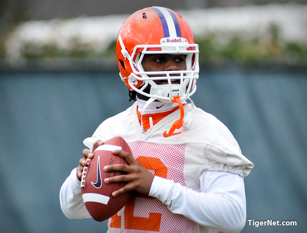 Clemson Football Photo of practice and Tony McNeal