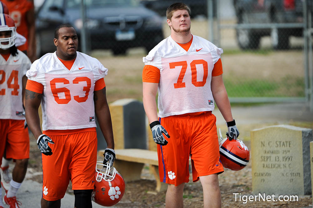 Clemson Football Photo of Brandon Thomas and Gifford Timothy and practice