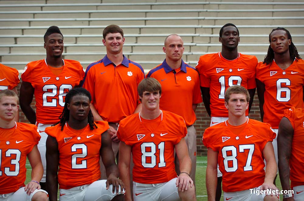 Clemson Football Photo of Jaron Brown and Marquan Jones and photoshoot and Sammy Watkins and Stanton Seckinger and teamphotos