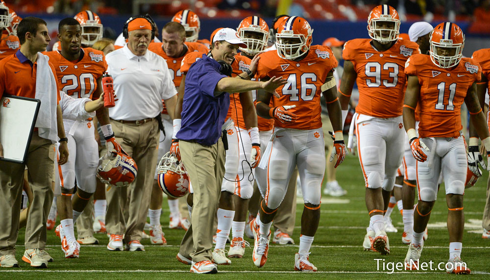 Clemson Football Photo of Bowl Game and Brent Venables and Jonathan Willard and lsu