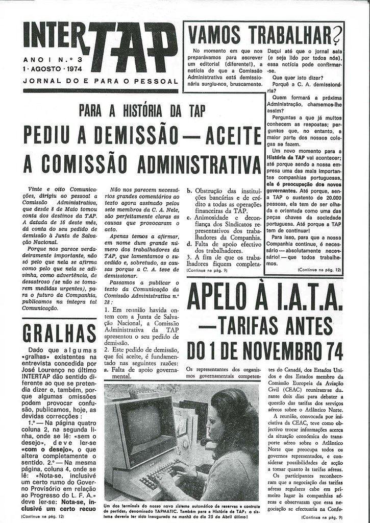 Jornal InterTAP, n.º 3, 1-8-1974