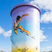 Bourke Water Tank Art - Celebrating Percy Hobson, a local man who won the high jump Gold medal at the Commonwealth Games in Perth in 1962.- Leading Artists: John Murray & Brian Smith assisted by Lukas Kasper.